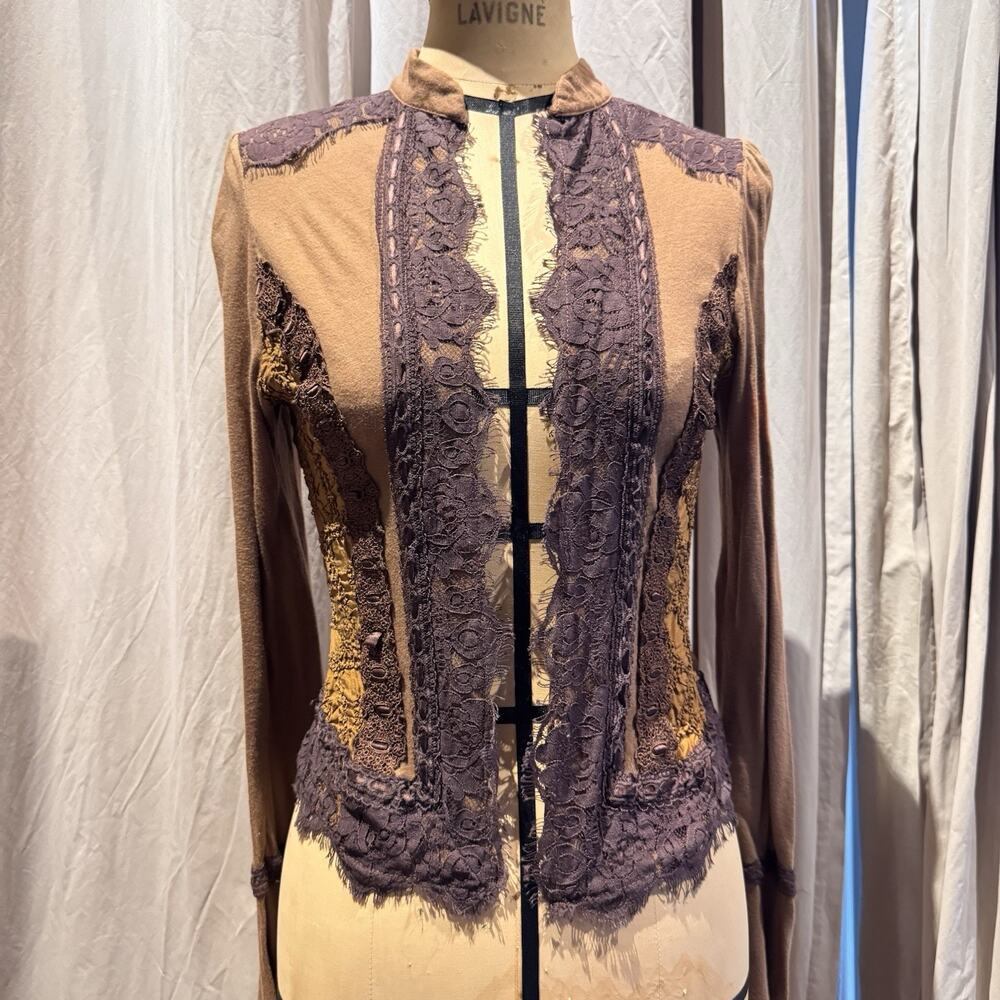 Rare Ann Ferriday Deadstock Vintage Cotton, Silk, Lace Jacket M ***dye Spot